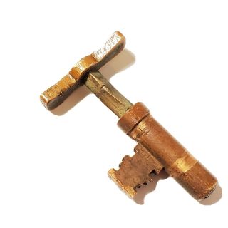 Vtg Old Brass Pocket Door Skeleton Key Approx 2 " Long