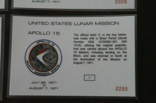 Graphite X Flown To The Moon Surface Apollo 15 Large Size Jim Irwin Letter