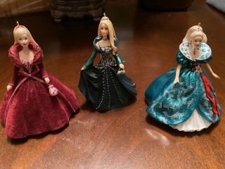 Hallmark Barbie Keepsake Christmas Ornaments Collector Series.  1995,  2002,  2004.
