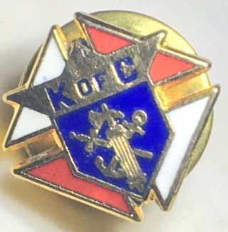 Vtg Service Pin Gold Enameled Red White Blue Lapel Pin Knights Of Columbus