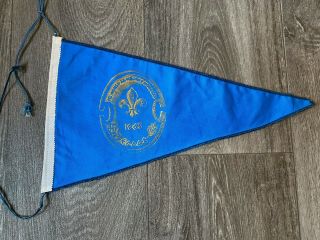 1963 World Scout Jamboree Greece Pennant Blue Boy Scout Wsj Small Flag