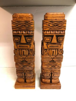 Vintage Hand Carved Tiki Wood Statue Hawaiian Polynesian 13 3/4 "