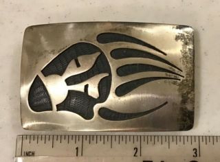 Vintage Sterling Silver Bear Paw Claw Native American Belt Buckle