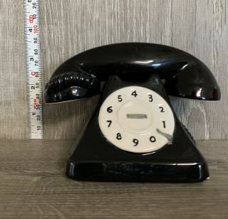 Vintage Black Ceramic Rotary Telephone Phone Cooks Club