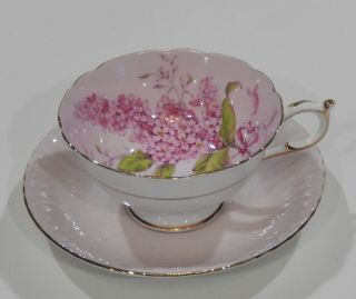 Vintage PARAGON PINK LILACS BOUQUET CUP & SAUCER Pink Colorway Hand Decorated 2