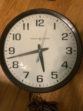 Vintage School Wall Clock Corded General Electric Ge Usa