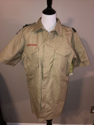 Adult Mens Bsa Boy Scouts Of America Uniform Shirt Short Sleeve Size Medium