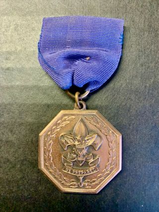 Vintage Boy Scouts " Be Prepared " Eagle Medal W/ Purple Ribbon Bsa