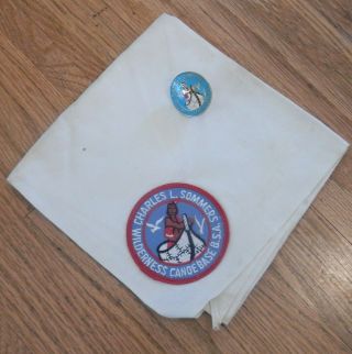 Vintage Boy Scout Charles L Sommers Canoe Base Bsa Neckerchief And Slide