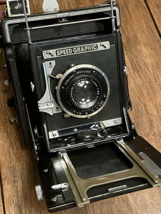 Vintage Speed Graphic 4x5 Camera With Carl Zeiss Jena 13.  5mm F/4.  5 Lens,