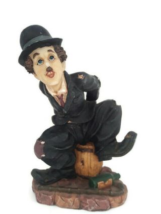 Rare Vintage Charlie Chaplin Signed Porcelaine ? Figurine Statue 16 Cm Tall