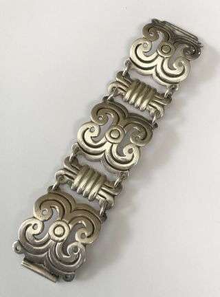Vintage Modernist Taxco Mexico Sterling Silver Tango Aceves Swirl Link Bracelet