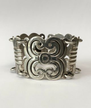 Vintage Modernist Taxco Mexico Sterling Silver Tango Aceves Swirl Link Bracelet 2