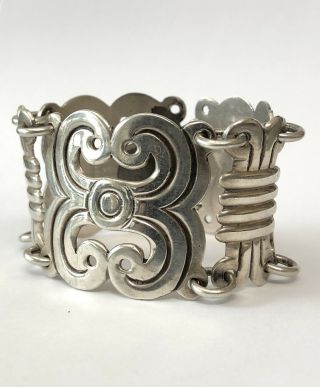 Vintage Modernist Taxco Mexico Sterling Silver Tango Aceves Swirl Link Bracelet 3