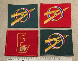 4 Vintage Explorer Scout Boy Scouts Badge Patches Jacket Camp Bsa Green & Red