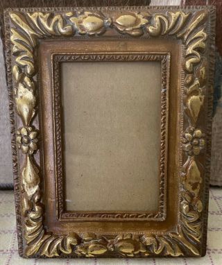 Vintage Ornate Gold Picture Frame 4 " X 2 1/2 " Photo Size