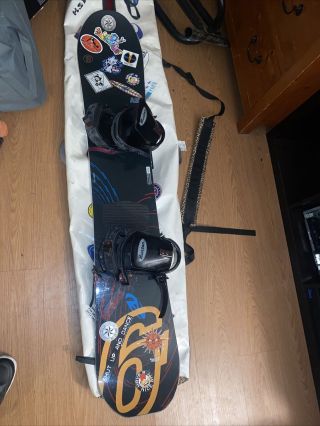 Vintage 1994 Burton “Air 6.  1” Snowboard w/ Large Bindings & Carry Case 2