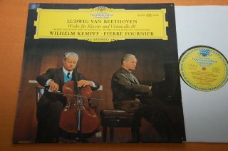 Kempff Fournier Beethoven Cello Sonata No.  5 Dgg Big Tulip Stereo Slpm 139307 Ex,