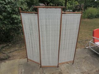 Vintage Oak Folding Lace Screen Room Divider About 63 " High & 57 " Wide