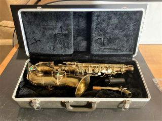 Vintage Buescher True Tone Low Pitch Saxophone With Case & Mouthpiece Complete
