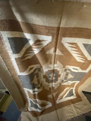 Vintage Mexican Aztec Design Hand Woven Wool Blanket Rug 64” X 88” 2