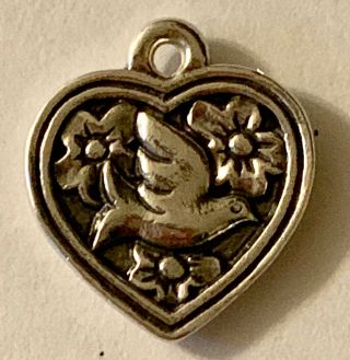 ❤ Retired James Avery Heart With Bird Charm Sterling Silver Very Rare Vintage❤