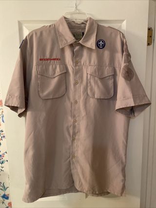 Vented Boy Scout Bsa Uniform Shirt Adult Men’s Medium Poly Style F15