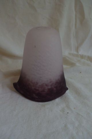 Rethondes Signed French Art Glass Purple Amethyst Tulip Lamp Shade Pate De Verre
