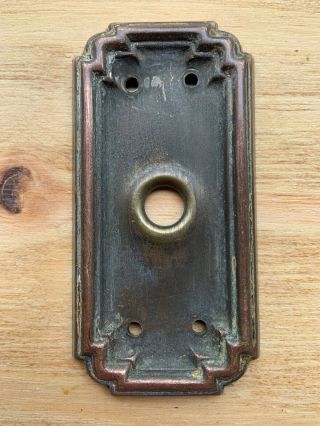 Vintage Small Brass Art Deco Door Back Plate Restore Hardware