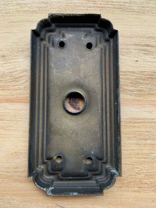 Vintage Small Brass Art Deco Door Back Plate Restore Hardware 3