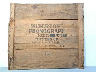 Vintage Antique Silvertone Phonograph Wood Crate Advertising Sign 26x23