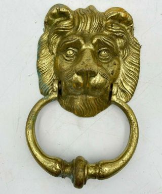 Large Vintage Solid Brass Lion Head Door Knocker 14/1