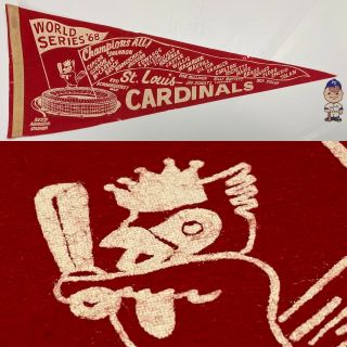 1968 Vintage Saint St Louis Cardinals Baseball Pennant Banner 11.  5x29 World