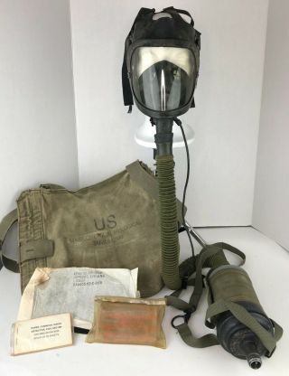 American 1987 Vtg M24 Aircrew Gas Mask Respirator Kit: Bag Tinted Lense Filter
