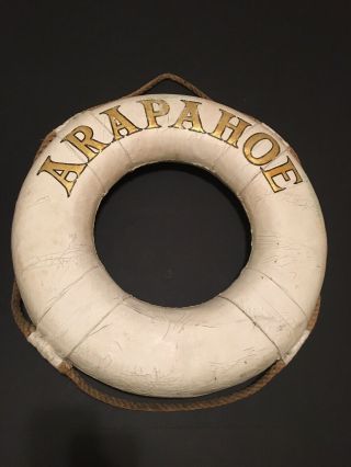 Vintage Arapahoe Life Preserver Ring Buoy Lifesaver 21 " Diameter Gilt Painted