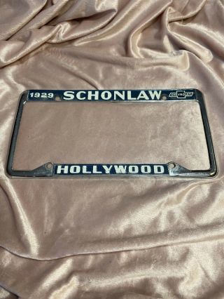 Hollywood California Schonlaw Chevrolet Vintage License Plate