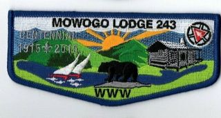 Boy Scout Oa 243 Mowogo Centennial 2015 Blue Border Flap