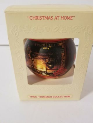 Hallmark 1980 Christmas At Home Glass Ornament 3 " Vintage