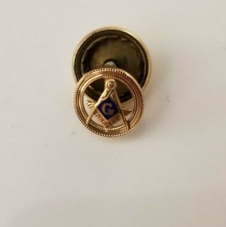Masonic Lapel Pin 14k Gold Square & Compass Master Mason Screw Back