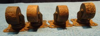 Small Vintage Wooden Wheel Swivel Casters Furniture 2