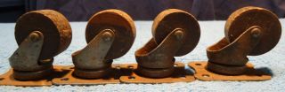 Small Vintage Wooden Wheel Swivel Casters Furniture 3