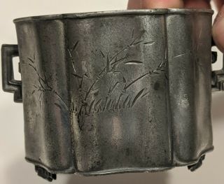 Vintage Asian/chinese/japanese Pewter Tea Caddy Stamped