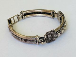 Vintage BA Suarti Sterling Silver Link Panel Ball Beaded Bracelet 7.  5” 3