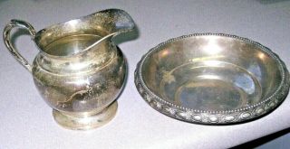 Vintage Sterling Silver Small Pitcher And Bowl Dish (la Pierre) 6.  2 Oz 175 Grams