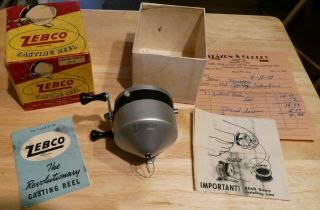 Vintage Zebco Casting Reel - Zero Hour Bomb Company - W/box And Papers - Black Spinner