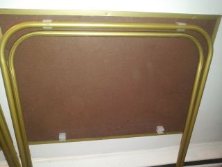Set Of 4 Vintage Faux Wood TV Tray Tables - Brass Colored Legs & Stand 3