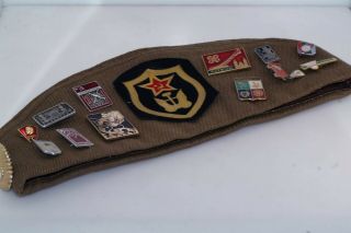 Vtg Russian Soviet Union Ussr Military Hat Cap W Pins