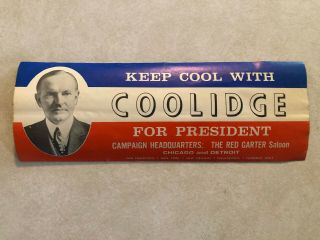 Keep Cool With Calvin Coolidge For President Political Bumper Sticker
