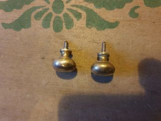 2 X Small/tiny Vintage Brass Screw In Drawer/cupboard/bureau Handles