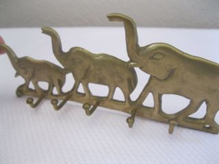 Solid Brass 3 Elephant Wall Hook Key Holder With 5 Hooks Made In India